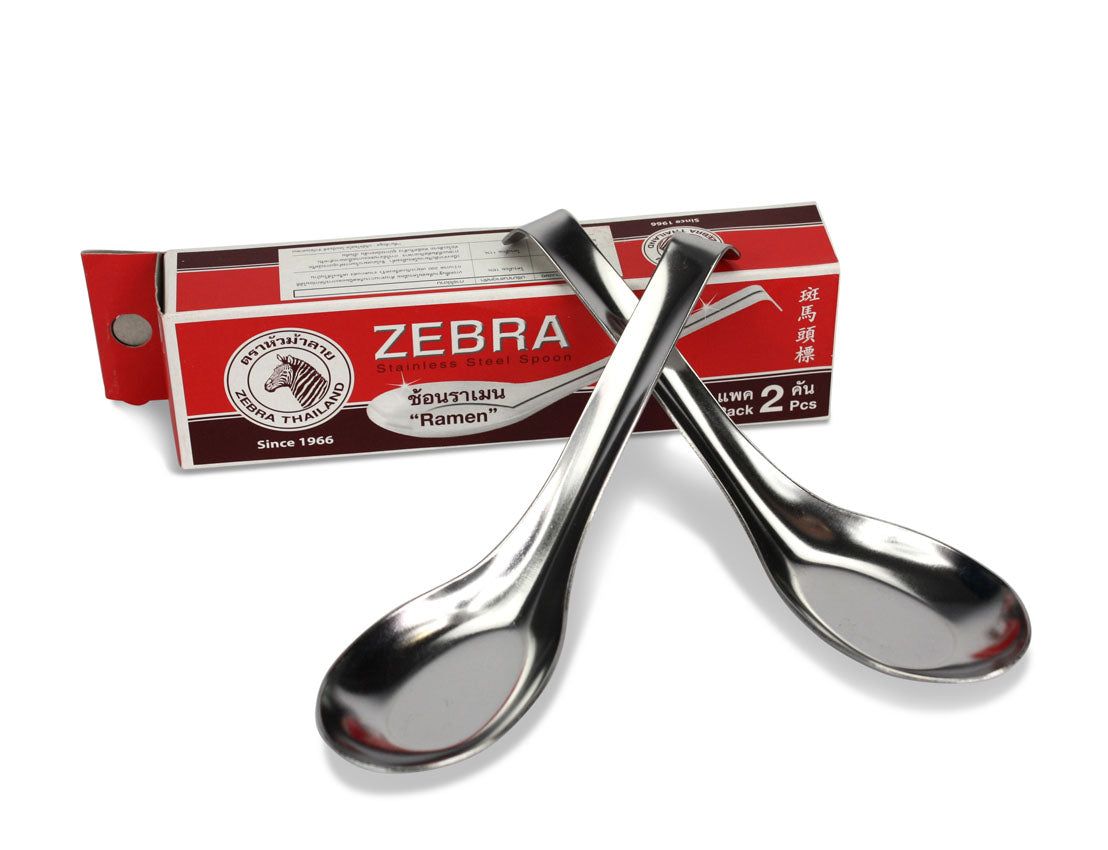 Thai Stainless Steel Ramen Spoon, Zebra Brand, Pack of 2 - farangshop-co