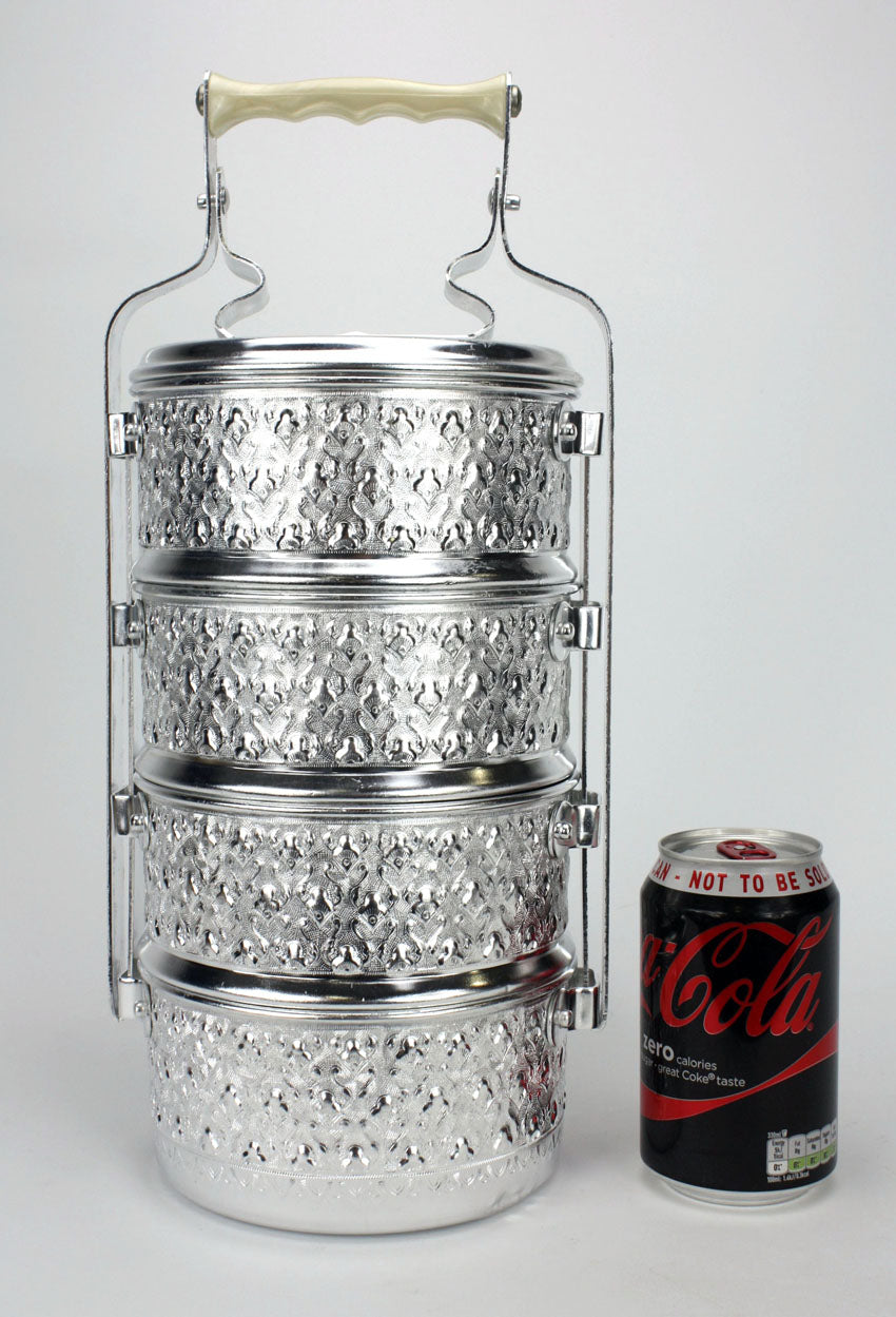 Traditional Thai Metal Food Carrier, 4 bowls - farangshop-co