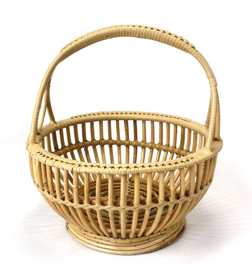 Thai Bamboo Wicker Basket, 32cm diameter - farangshop-co