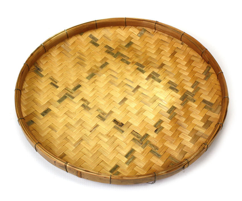 Thai Bamboo Circular Tray, 36cm diameter - farangshop-co