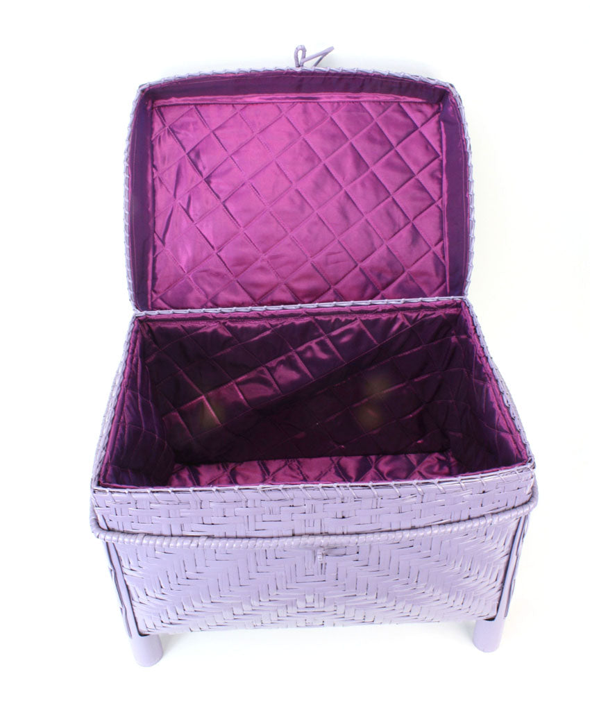 Lacquered Bamboo Laundry Basket, Lined, Purple - farangshop-co
