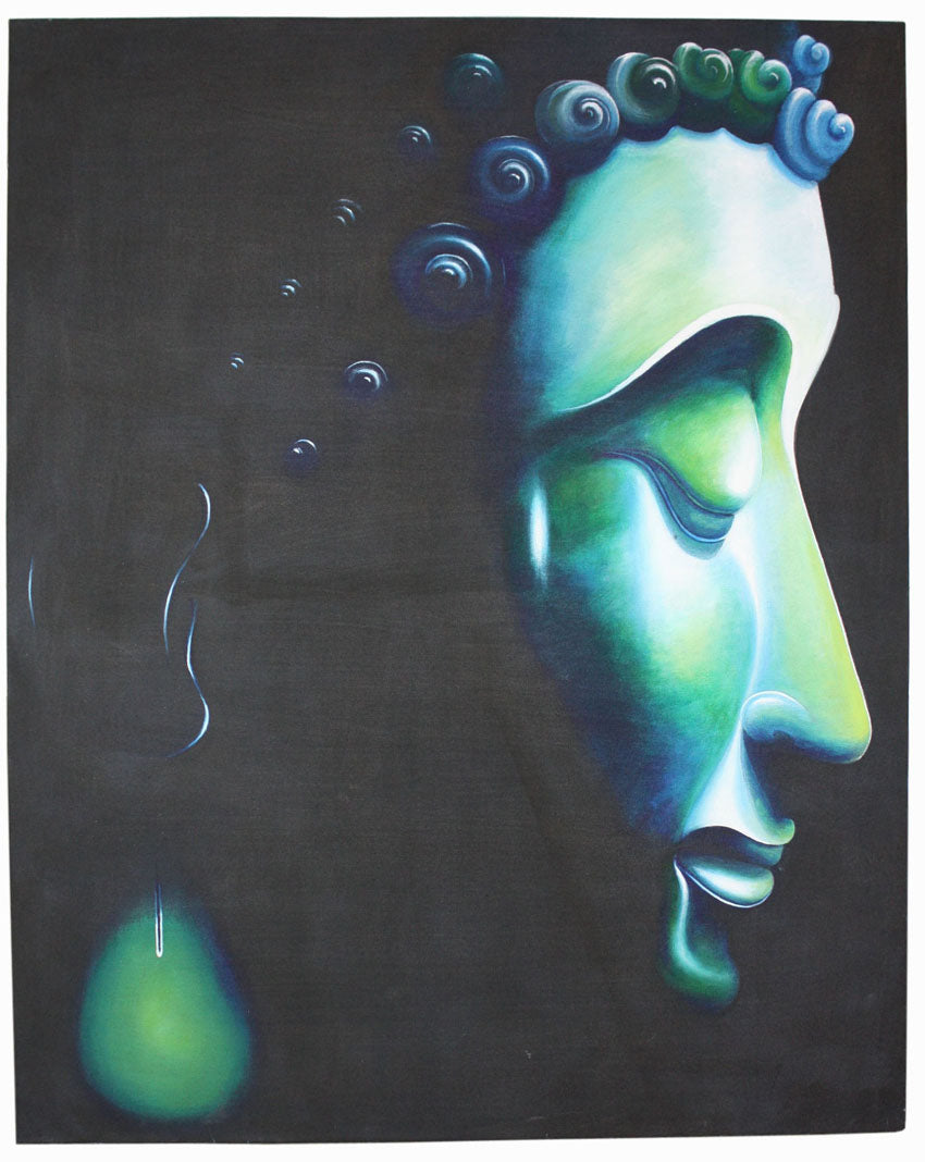 Buddha painting, Thai blue-green Buddha - farangshop-co