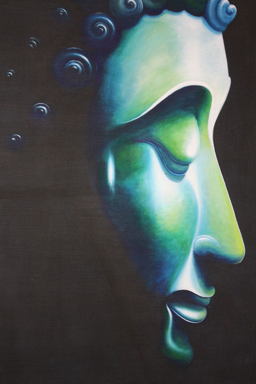 Buddha painting, Thai blue-green Buddha - farangshop-co
