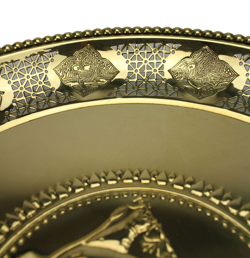 Thai Brass Raised Zodiac Tray with elephant centrepiece - 2 sizes - farangshop-co
