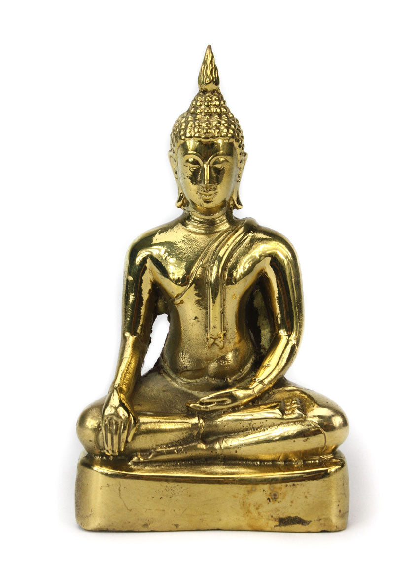 Thai Metal Seated Buddha Statue, gold finish, Approx 12.5cm high, CM6076 - farangshop-co