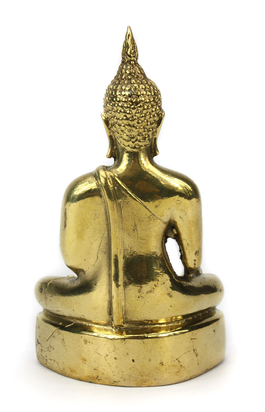 Thai Metal Seated Buddha Statue, gold finish, Approx 12.5cm high, CM6076 - farangshop-co