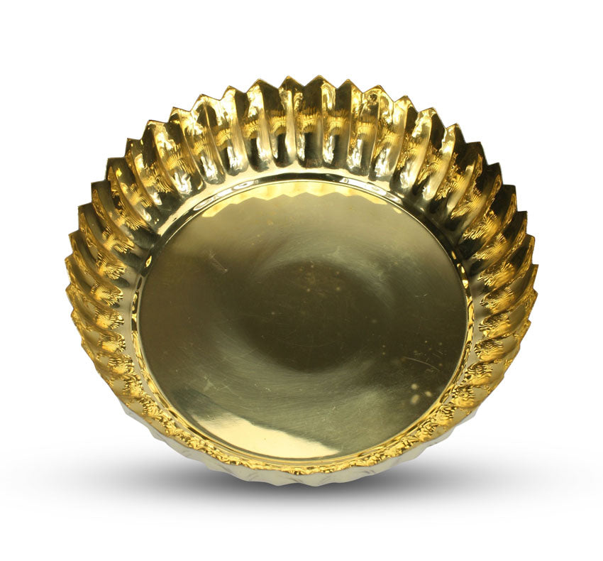 Thai Brass Tray with Pedestal, 22cm diameter - farangshop-co