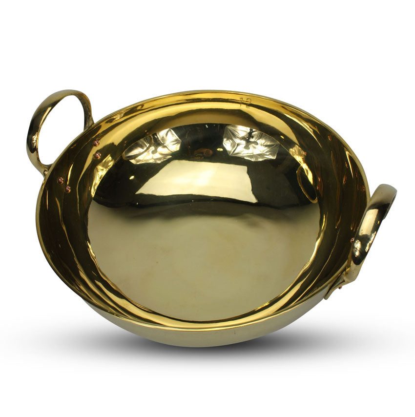Thai Brass Wok, Shiny Finish, 27cm diameter - farangshop-co