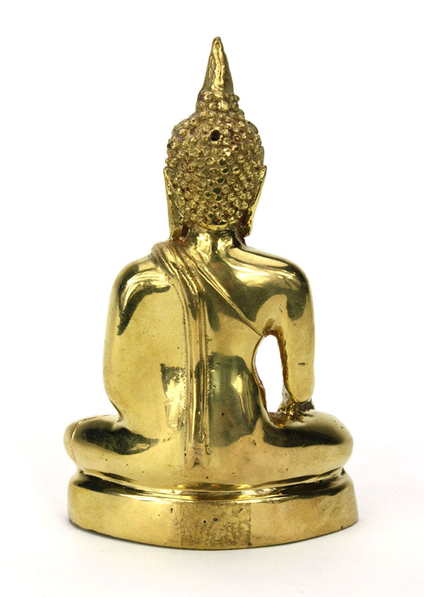 Small Brass Thai Seated Buddha Statue, 12cm high, CC01 - farangshop-co