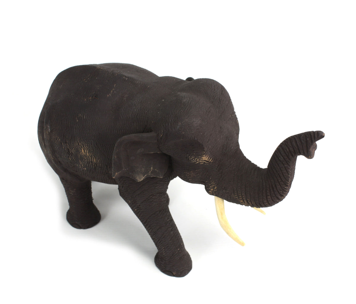Teak elephant - hand carved (large) - approx 18cm high, H. - farangshop-co