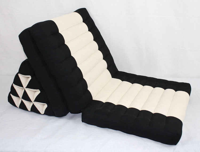 Thai cushion Black and cream cotton linen fabric standard three-fold - farangshop-co