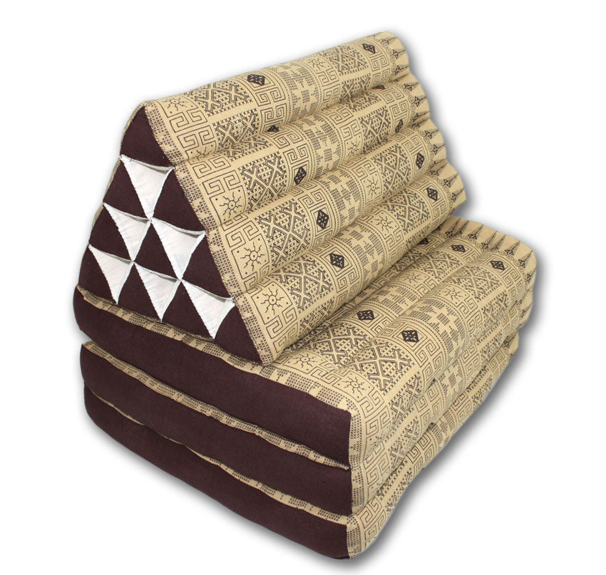 Earth pattern brown cream three-fold Thai cushion - farangshop-co