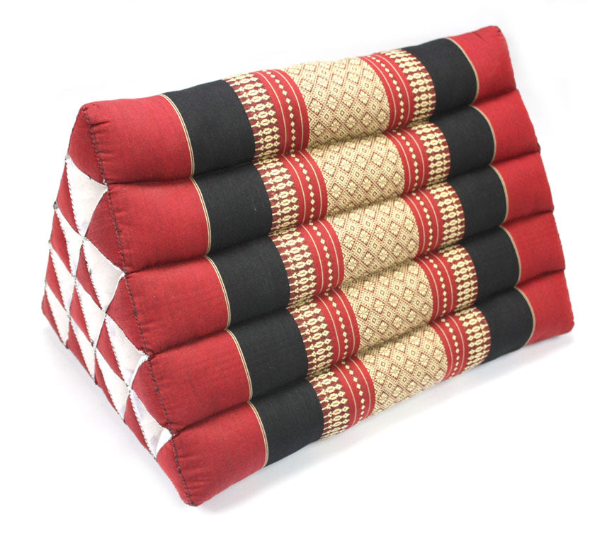 Red and Black Traditional Pattern Single Jumbo Triangle Thai Cushion - farangshop-co