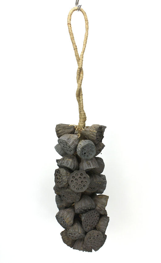 Hanging Decorative Rope of Exotic Dried Small Lotus Heads, 60cm long - farangshop-co