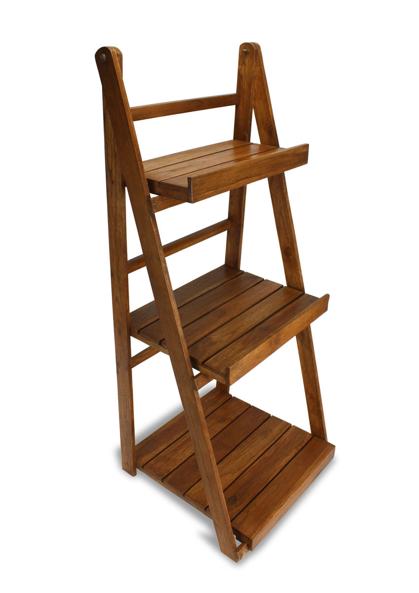 Thai Teak Wood Folding Shelves, 98cm high. - farangshop-co