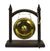 Thai metal gong, gold finish - dark wood with conical finials, 28cm high - farangshop-co