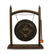 Thai metal gong, antique bronze finish - dark wood with conical finials, 49cm high - farangshop-co