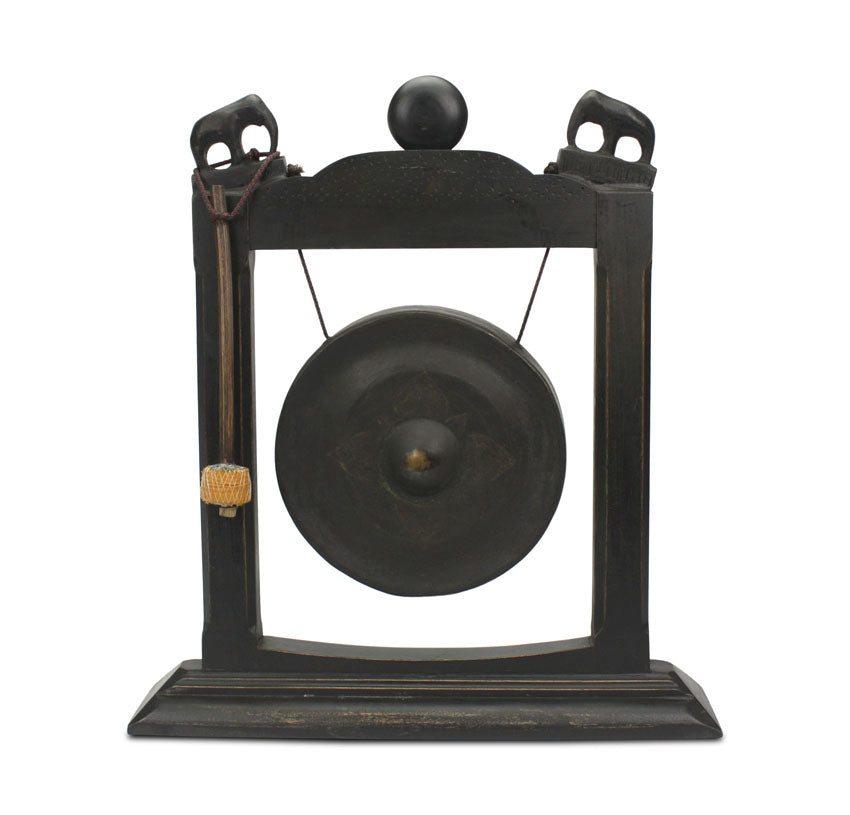 Thai Gong on Stand, Elephant Finials, Medium 44cm high - farangshop-co