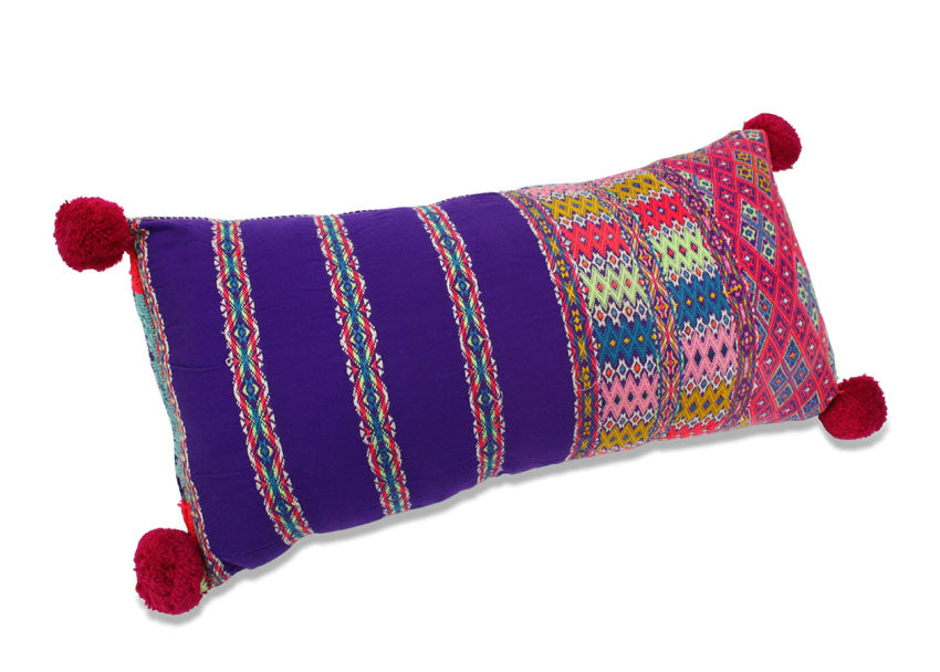 Authentic Karen Hilltribe fabric Bolster Cushion, 48cm, KC30 - farangshop-co