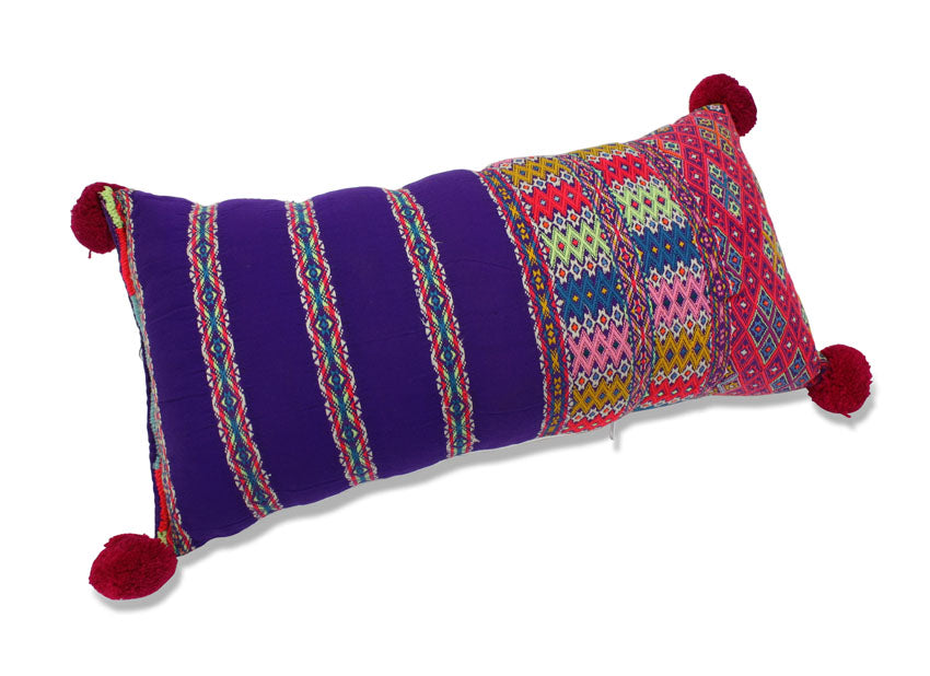 Authentic Karen Hilltribe fabric Bolster Cushion, 48cm, KC31 - farangshop-co