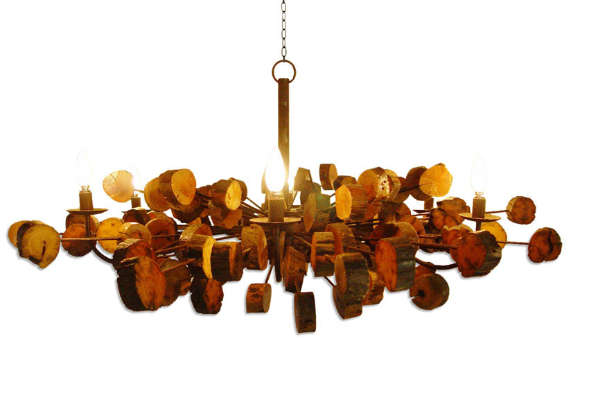 Thai lighting - Natural reclaimed wood Chandalier. XL Extra large 120cm. - farangshop-co