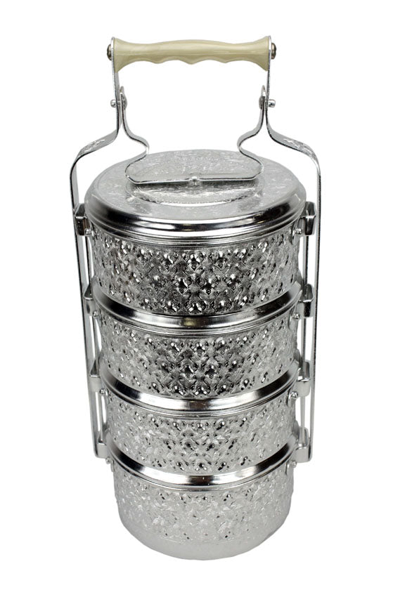 Traditional Thai Metal Food Carrier, 4 bowls - farangshop-co