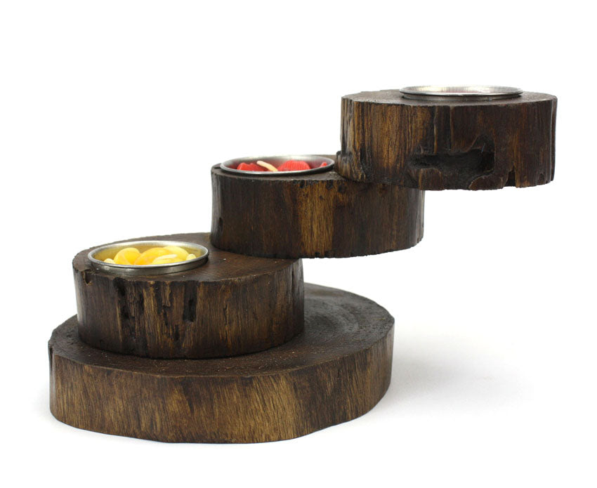 3 Step Teak Candle Holder - farangshop-co