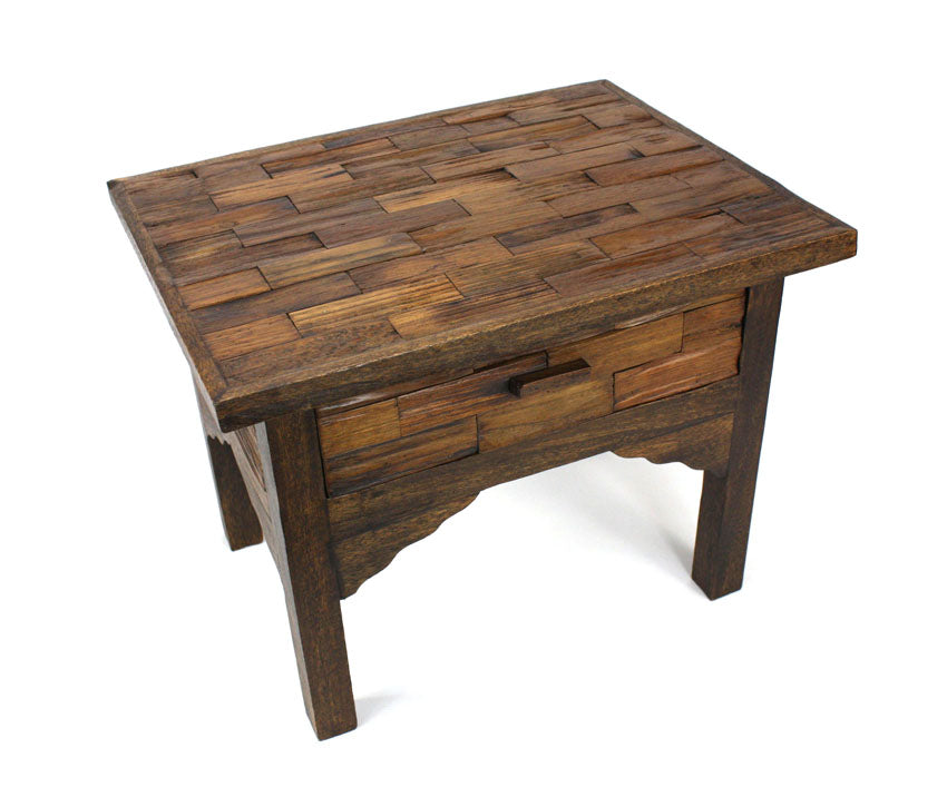 Thai furniture - Low table - single drawer, reclaimed teakwood - farangshop-co