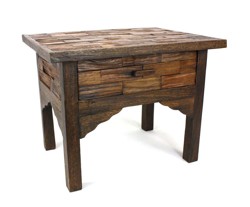 Thai furniture - Low table - single drawer, reclaimed teakwood - farangshop-co
