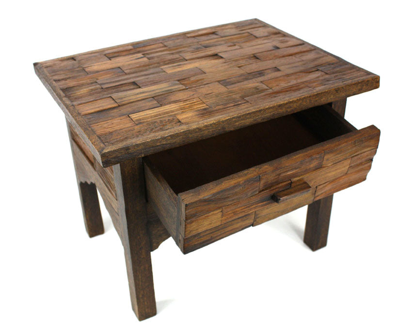 Thai furniture - Low table - single drawer, reclaimed teakwood - farangshop-co