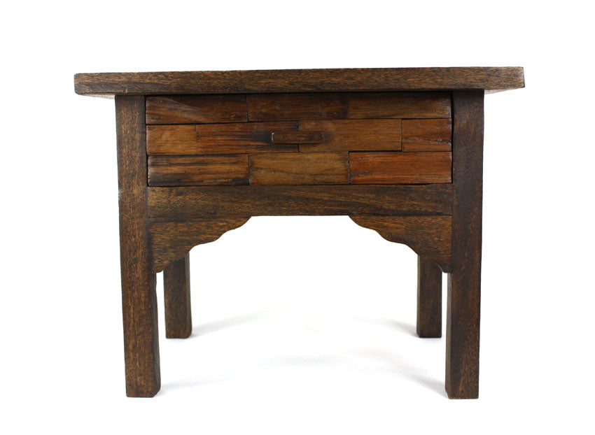 Thai furniture - Low table - single drawer, reclaimed teakwood - farangshop-co