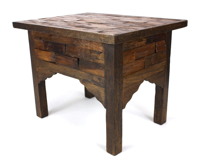 Thai furniture - Low table - single drawer, reclaimed teakwood - farangshop-co