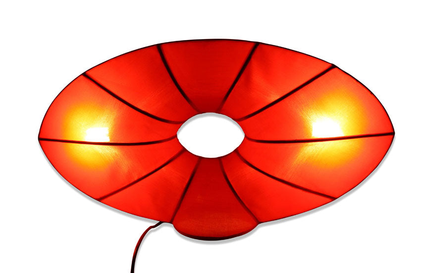 Thai red silk lamp, 80cm long - farangshop-co