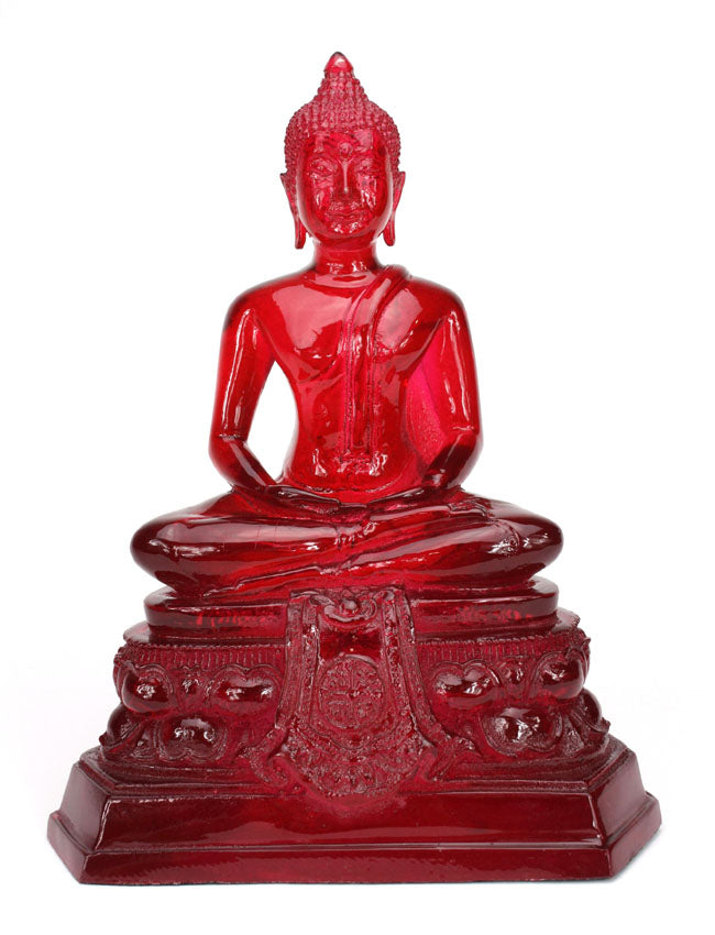Thai Resin Translucent Seated Buddha, 22.5cm high, Single Colour - Choice of Colours - farangshop-co