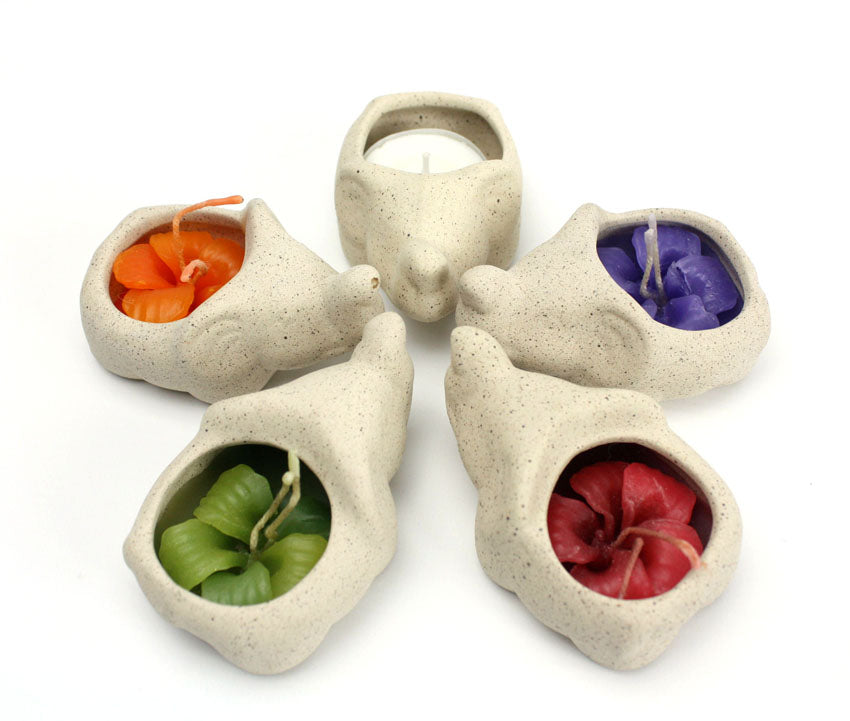 Elephant ceramic candle holder, individual - farangshop-co