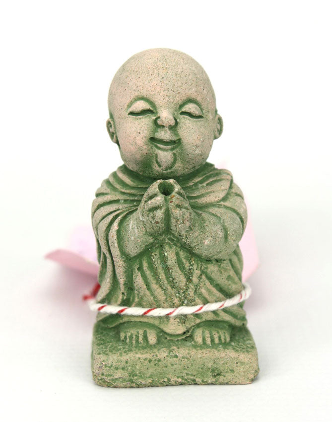 Small Standing Sandstone monk incense stick holder - statue, 8cm high - farangshop-co