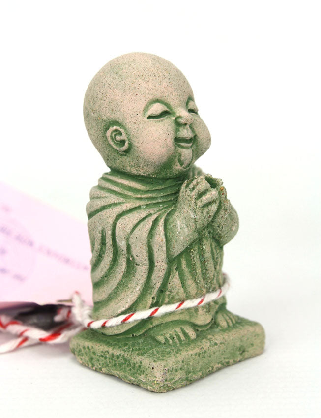 Small Standing Sandstone monk incense stick holder - statue, 8cm high - farangshop-co