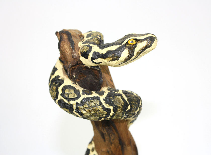 Handmade Snake Sculpture on Natural Wooden Tree Stand - farangshop-co