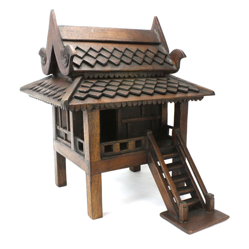Thai Teak Wood Spirit House, Medium 34cm high - farangshop-co