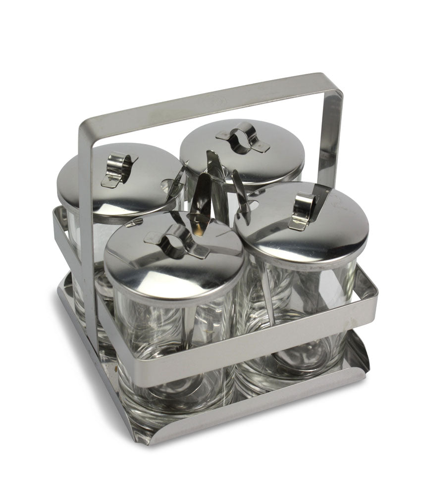 Thai Condiment Set, Stainless Steel, 6 oz glasses, 14cm high x 13cm wide - farangshop-co
