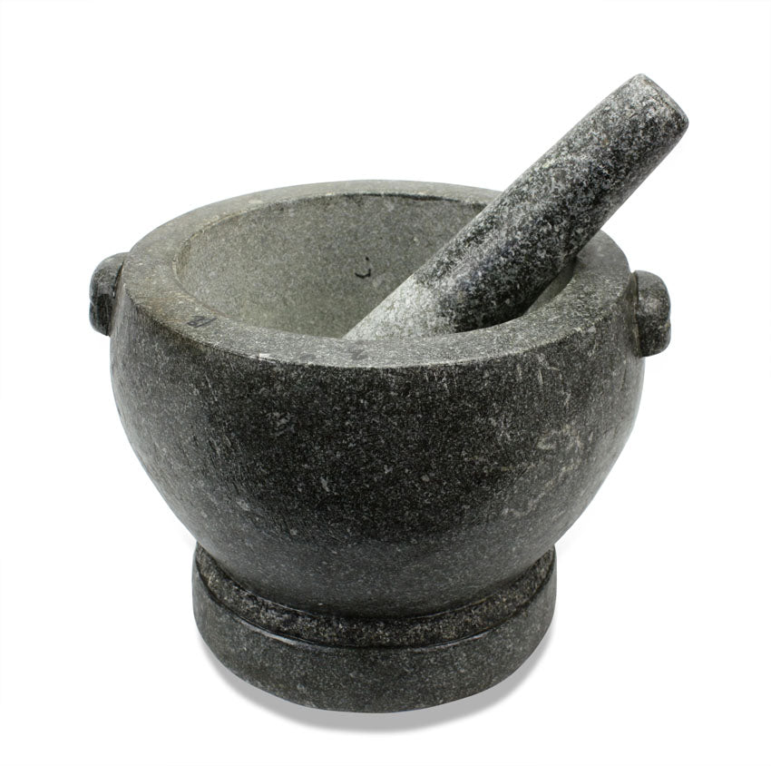 Thai Stone Mortar and Pestle, Huge 12 inch size, 26kg, Extra Large Decorator's Piece - farangshop-co