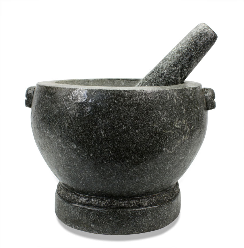 Thai Stone Mortar and Pestle, Huge 12 inch size, 26kg, Extra Large Decorator's Piece - farangshop-co