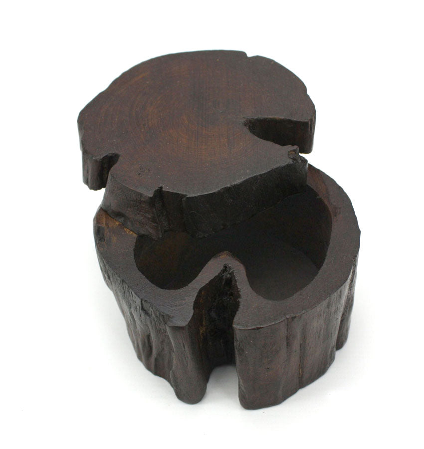 Teak root swivel box, Thai, dark waxed finish - farangshop-co