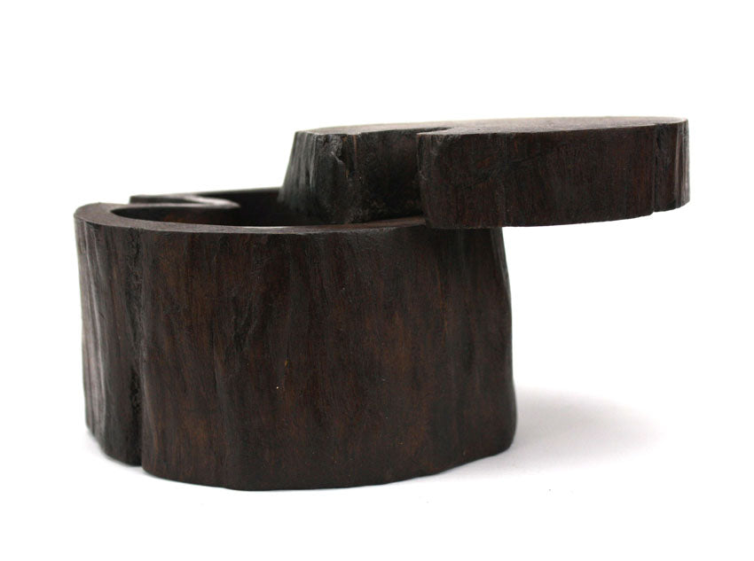 Teak root swivel box, Thai, dark waxed finish - farangshop-co