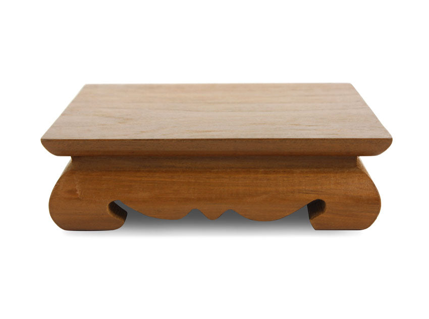 Ornamental Teak Wood Buddhist Display Stand Altar for Buddhas - Ganesh - Votive Figurines, 15cm Square - farangshop-co
