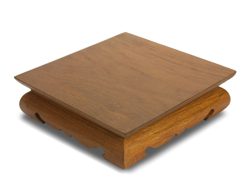 Ornamental Teak Wood Buddhist Display Stand Altar for Buddhas - Ganesh - Votive Figurines, 15cm Square - farangshop-co