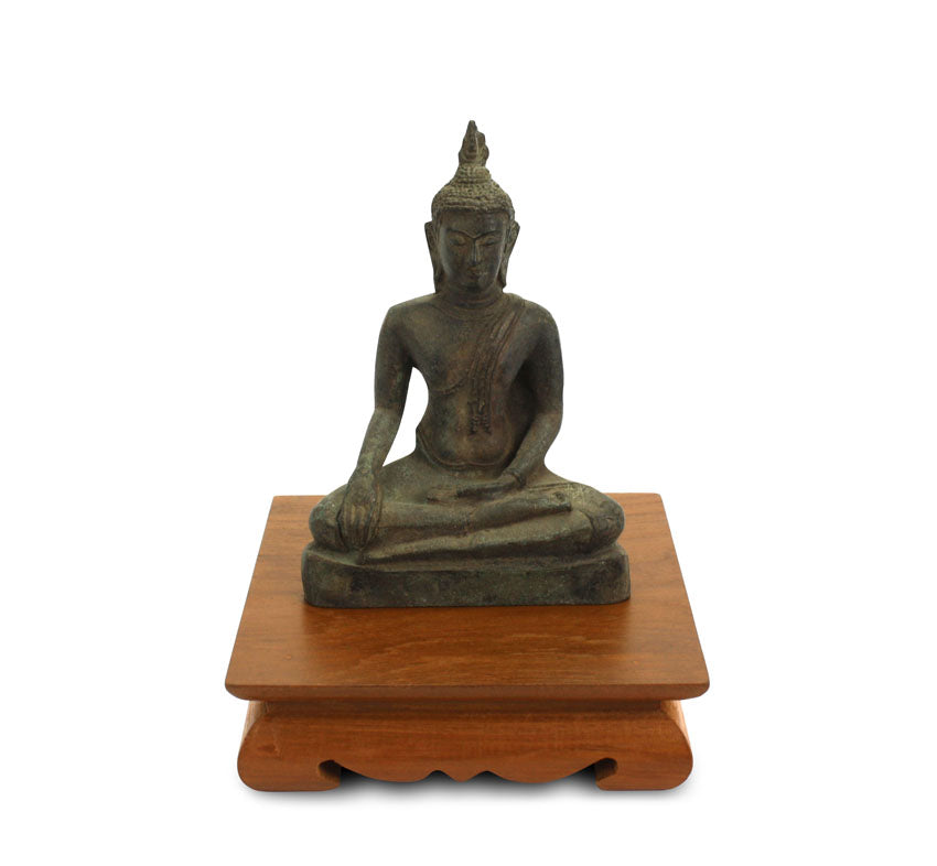 Ornamental Teak Wood Buddhist Display Stand Altar for Buddhas - Ganesh - Votive Figurines, 15cm Square - farangshop-co