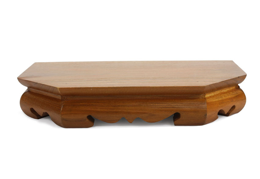 Ornamental Teak Wood Buddhist Display Stand Altar for Buddhas - Ganesh - Votive Figurines, 26.5cm long - farangshop-co