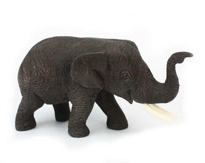 Teak elephant - hand carved (small) - approx 10cm high - farangshop-co