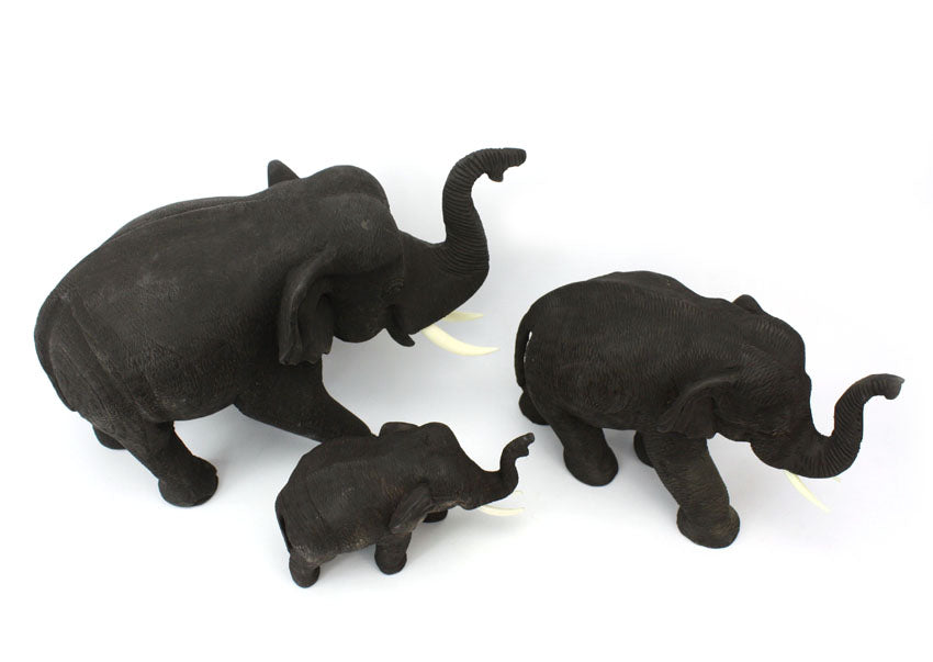 Teak elephant - hand carved (medium) - approx 15cm high - farangshop-co